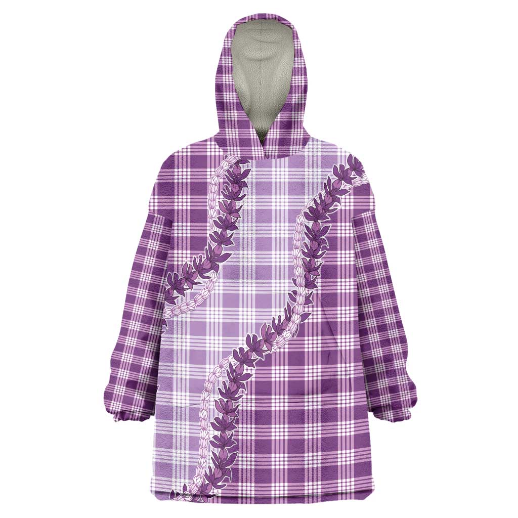 Violet Hawaii Palaka Wearable Blanket Hoodie Hawaiian Pikake Lei