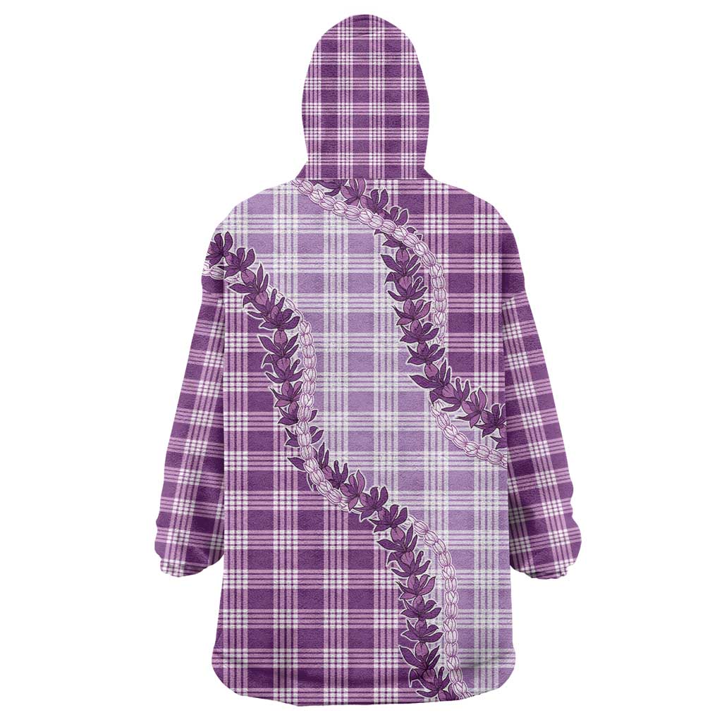 Violet Hawaii Palaka Wearable Blanket Hoodie Hawaiian Pikake Lei