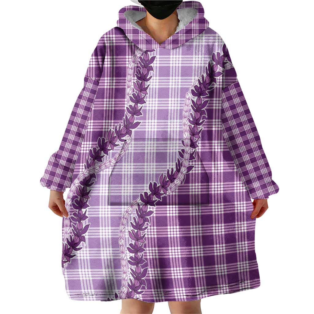 Violet Hawaii Palaka Wearable Blanket Hoodie Hawaiian Pikake Lei