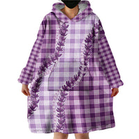 Violet Hawaii Palaka Wearable Blanket Hoodie Hawaiian Pikake Lei