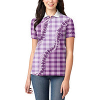 Violet Hawaii Palaka Women Polo Shirt Hawaiian Pikake Lei LT05 - Polynesian Pride