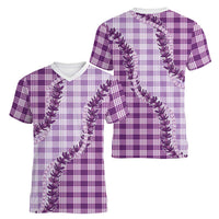 Violet Hawaii Palaka Women V-Neck T-Shirt Hawaiian Pikake Lei LT05 - Polynesian Pride