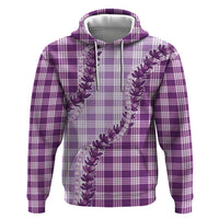 Violet Hawaii Palaka Zip Hoodie Hawaiian Pikake Lei