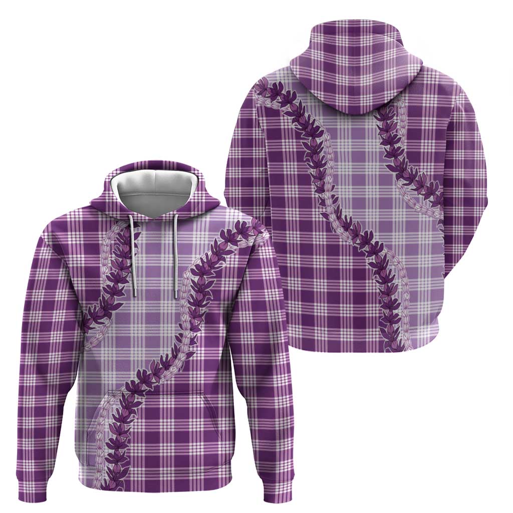 Violet Hawaii Palaka Zip Hoodie Hawaiian Pikake Lei