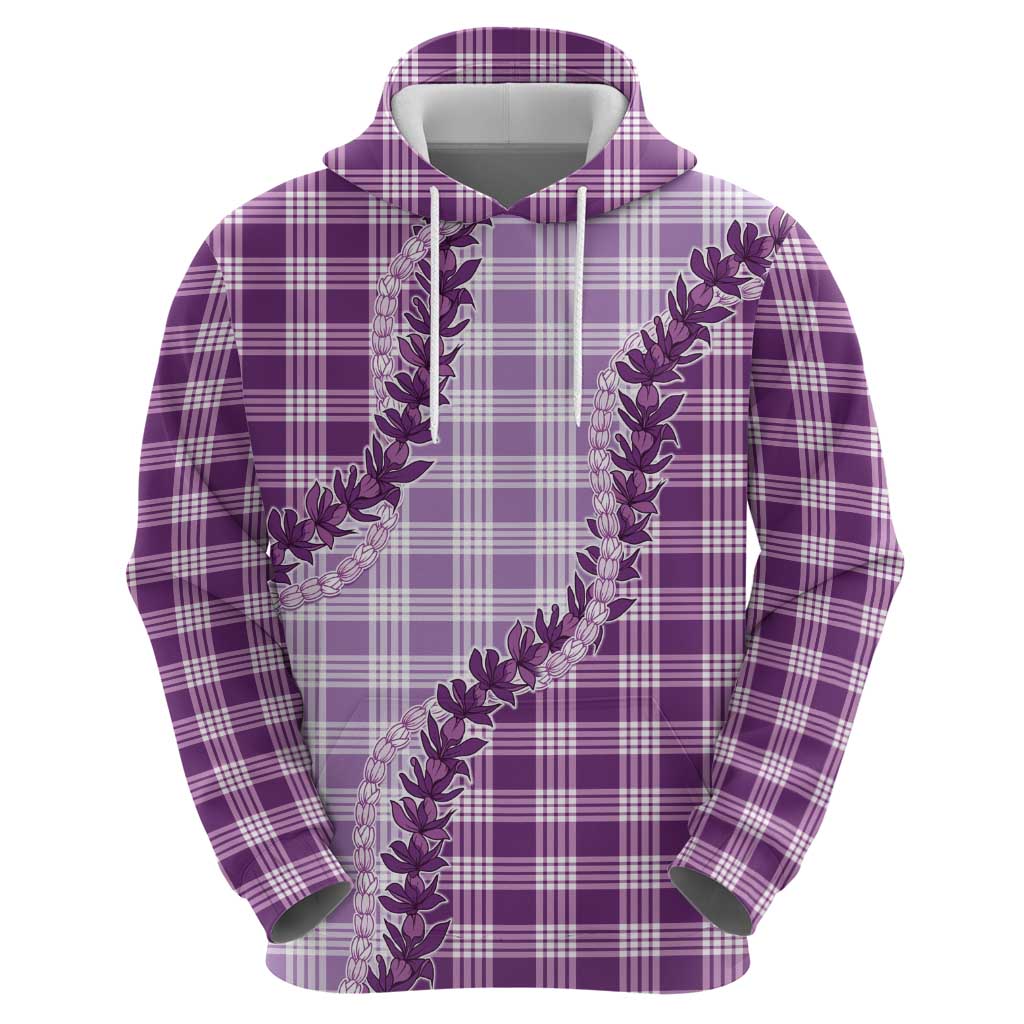 Violet Hawaii Palaka Zip Hoodie Hawaiian Pikake Lei