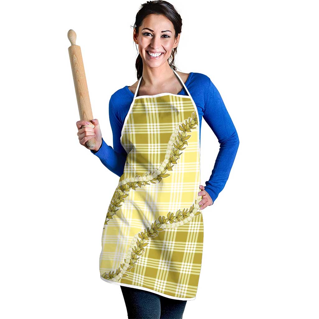 Yellow Hawaii Palaka Apron Hawaiian Pikake Lei LT05 - Polynesian Pride
