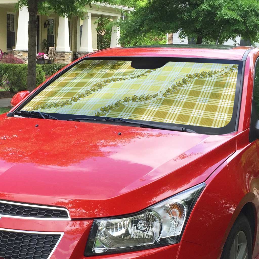 Yellow Hawaii Palaka Auto Sun Shade Hawaiian Pikake Lei LT05 - Polynesian Pride