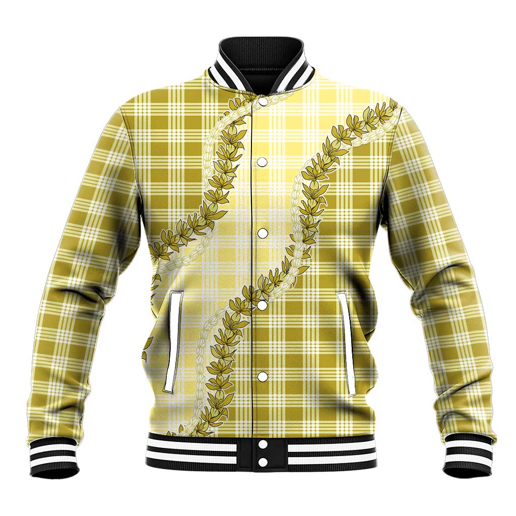 Yellow Hawaii Palaka Baseball Jacket Hawaiian Pikake Lei LT05 Unisex Yellow - Polynesian Pride