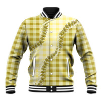 Yellow Hawaii Palaka Baseball Jacket Hawaiian Pikake Lei LT05 Unisex Yellow - Polynesian Pride