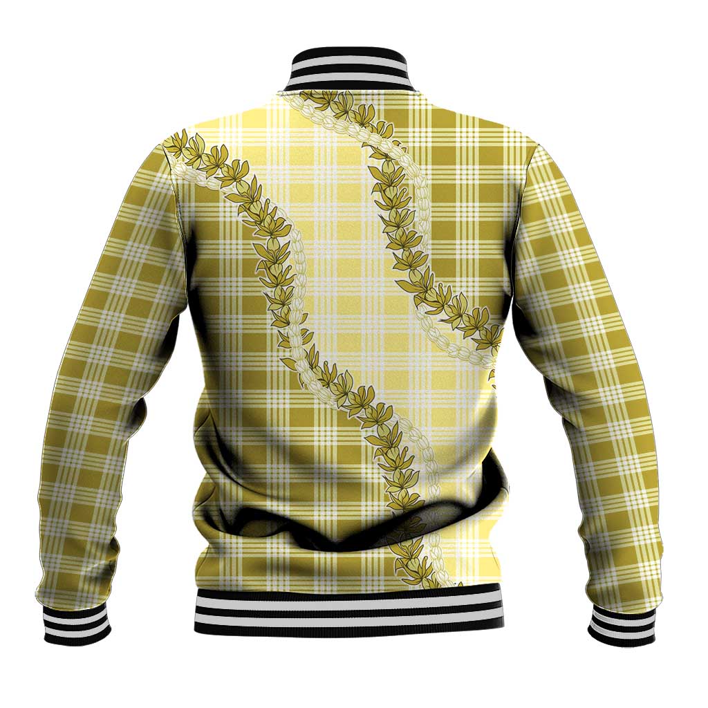 Yellow Hawaii Palaka Baseball Jacket Hawaiian Pikake Lei LT05 - Polynesian Pride