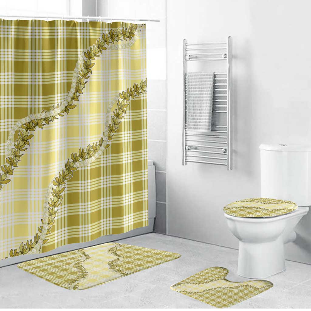 Yellow Hawaii Palaka Bathroom Set Hawaiian Pikake Lei