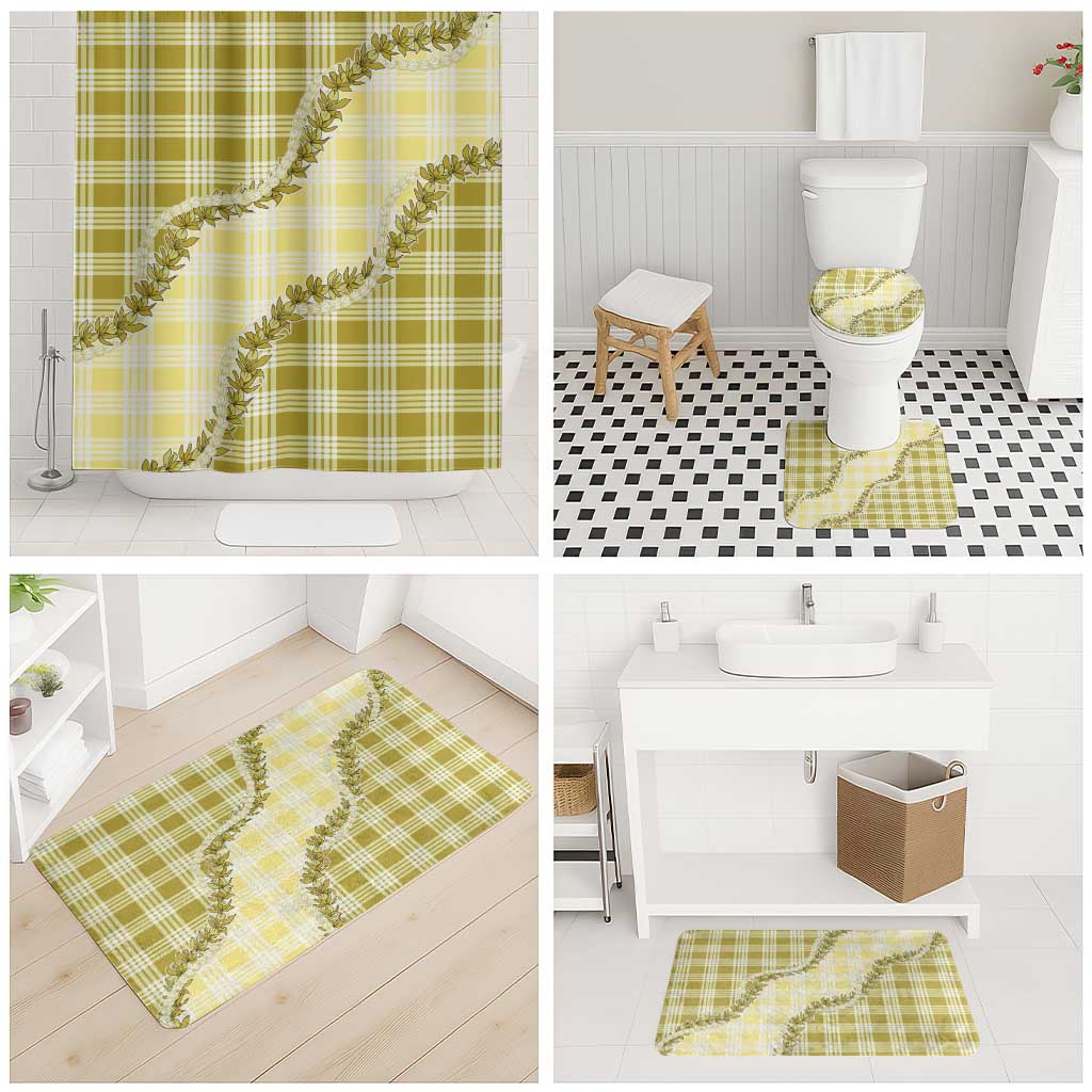 Yellow Hawaii Palaka Bathroom Set Hawaiian Pikake Lei LT05 - Polynesian Pride