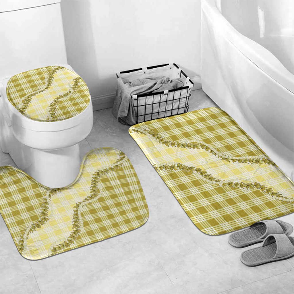 Yellow Hawaii Palaka Bathroom Set Hawaiian Pikake Lei LT05 Mat Set Only (3 pcs) One Size Yellow - Polynesian Pride