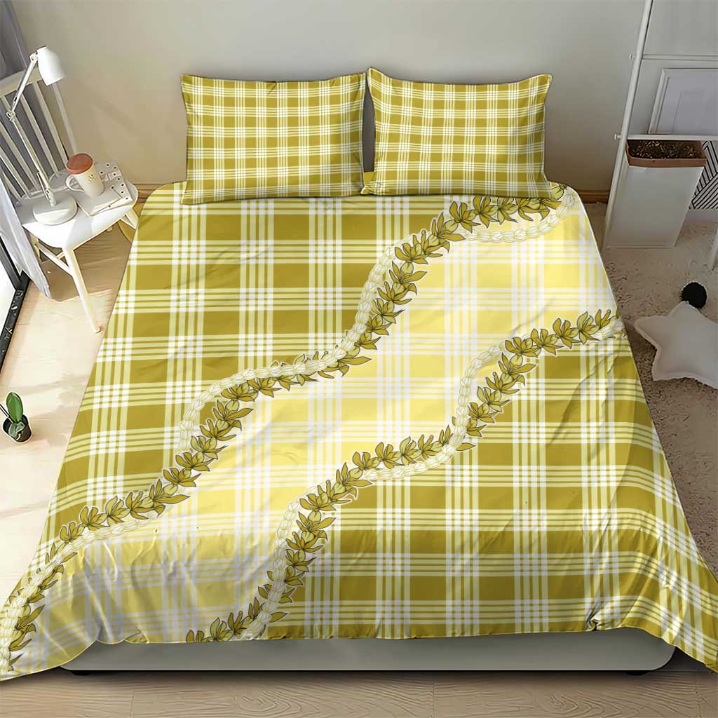 Yellow Hawaii Palaka Bedding Set Hawaiian Pikake Lei LT05 - Polynesian Pride