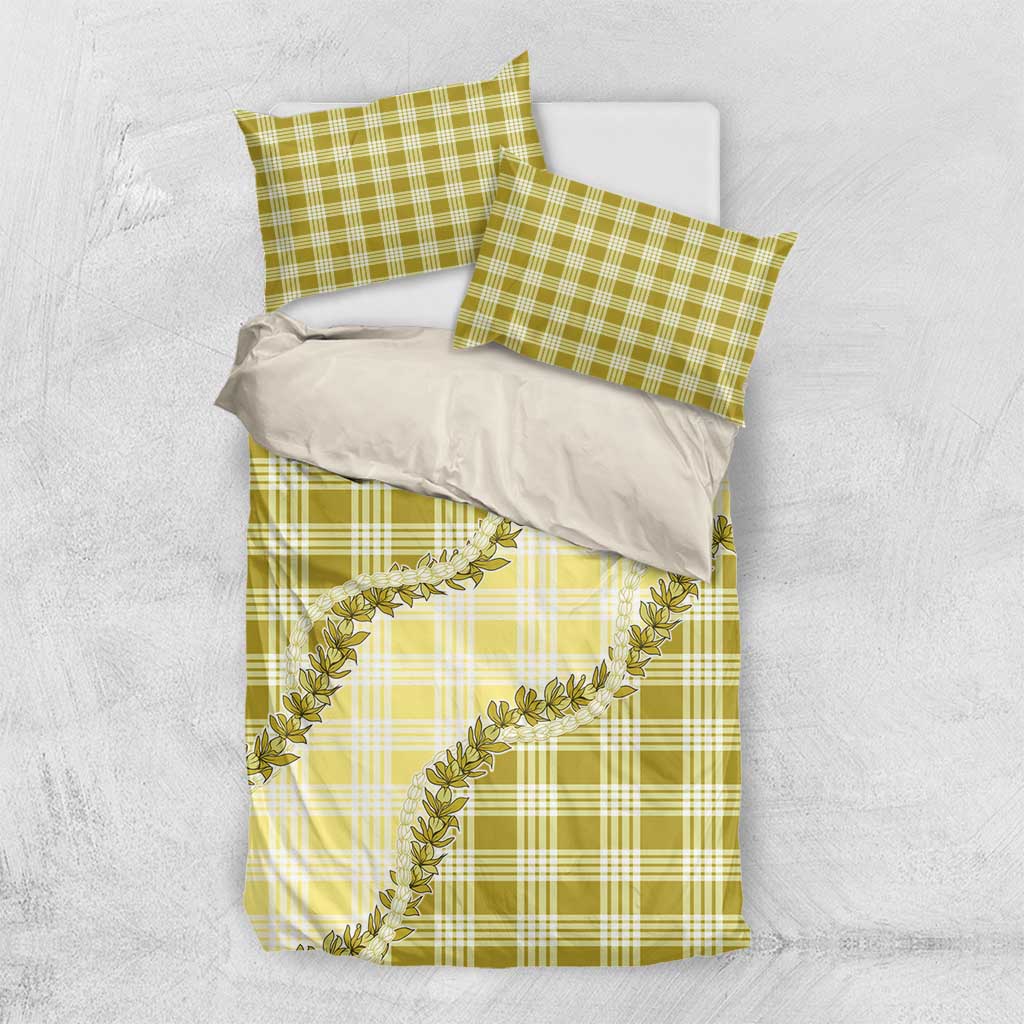 Yellow Hawaii Palaka Bedding Set Hawaiian Pikake Lei LT05 US Twin 172cm x 218cm Yellow - Polynesian Pride