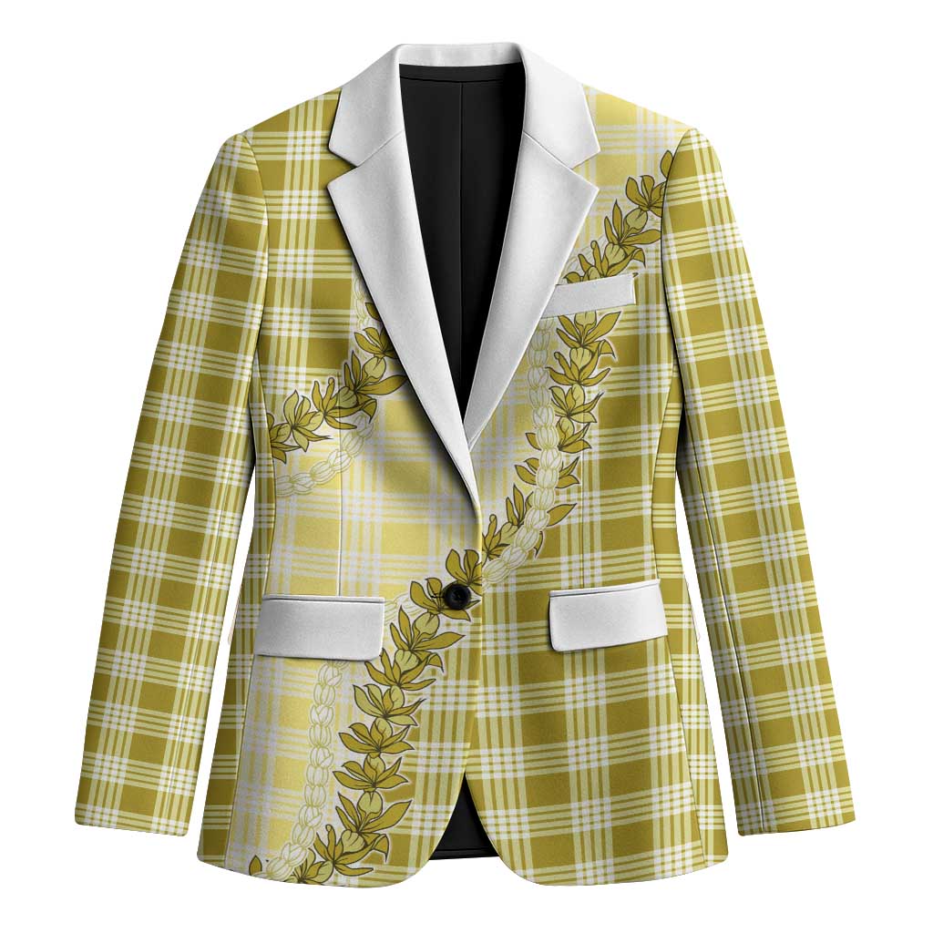 Yellow Hawaii Palaka Blazer Hawaiian Pikake Lei LT05 Unisex Yellow - Polynesian Pride