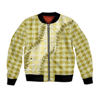 Yellow Hawaii Palaka Bomber Jacket Hawaiian Pikake Lei LT05 Unisex Yellow - Polynesian Pride