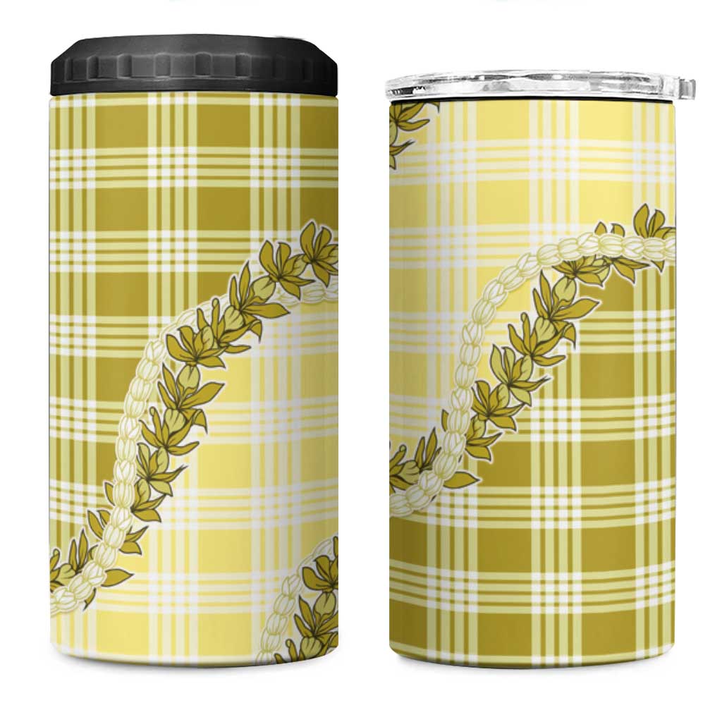 Yellow Hawaii Palaka 4 in 1 Can Cooler Tumbler Hawaiian Pikake Lei LT05 One Size: 16 oz Yellow - Polynesian Pride