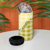 Yellow Hawaii Palaka 4 in 1 Can Cooler Tumbler Hawaiian Pikake Lei LT05 - Polynesian Pride