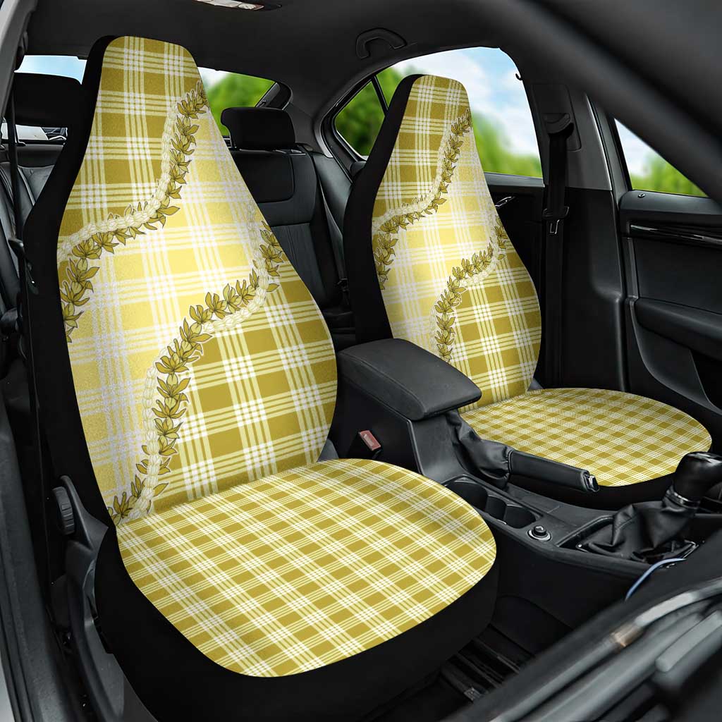 Yellow Hawaii Palaka Car Seat Cover Hawaiian Pikake Lei LT05 One Size Yellow - Polynesian Pride