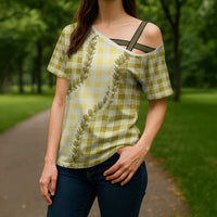 Yellow Hawaii Palaka Cross Shoulder Shirt Hawaiian Pikake Lei LT05 - Polynesian Pride