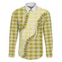 Yellow Hawaii Palaka Family Matching Tank Maxi Dress and Hawaiian Shirt Hawaiian Pikake Lei