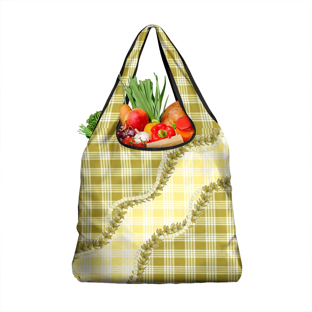 Yellow Hawaii Palaka Grocery Bag Hawaiian Pikake Lei LT05 1-pack One Size Yellow - Polynesian Pride