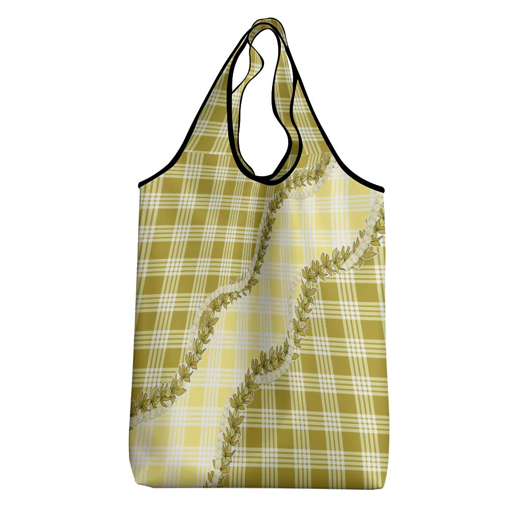 Yellow Hawaii Palaka Grocery Bag Hawaiian Pikake Lei LT05 - Polynesian Pride