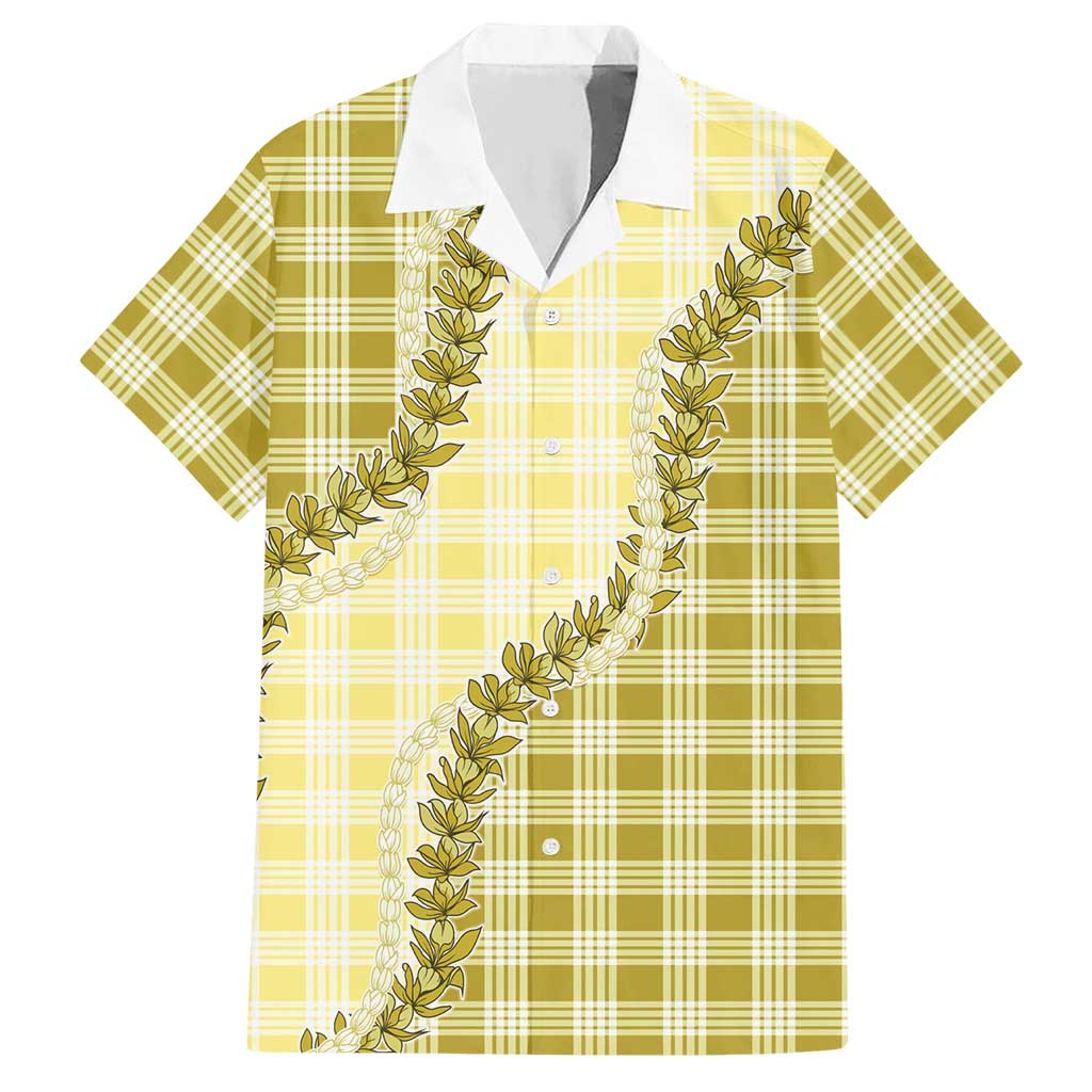 Yellow Hawaii Palaka Hawaiian Shirt Hawaiian Pikake Lei