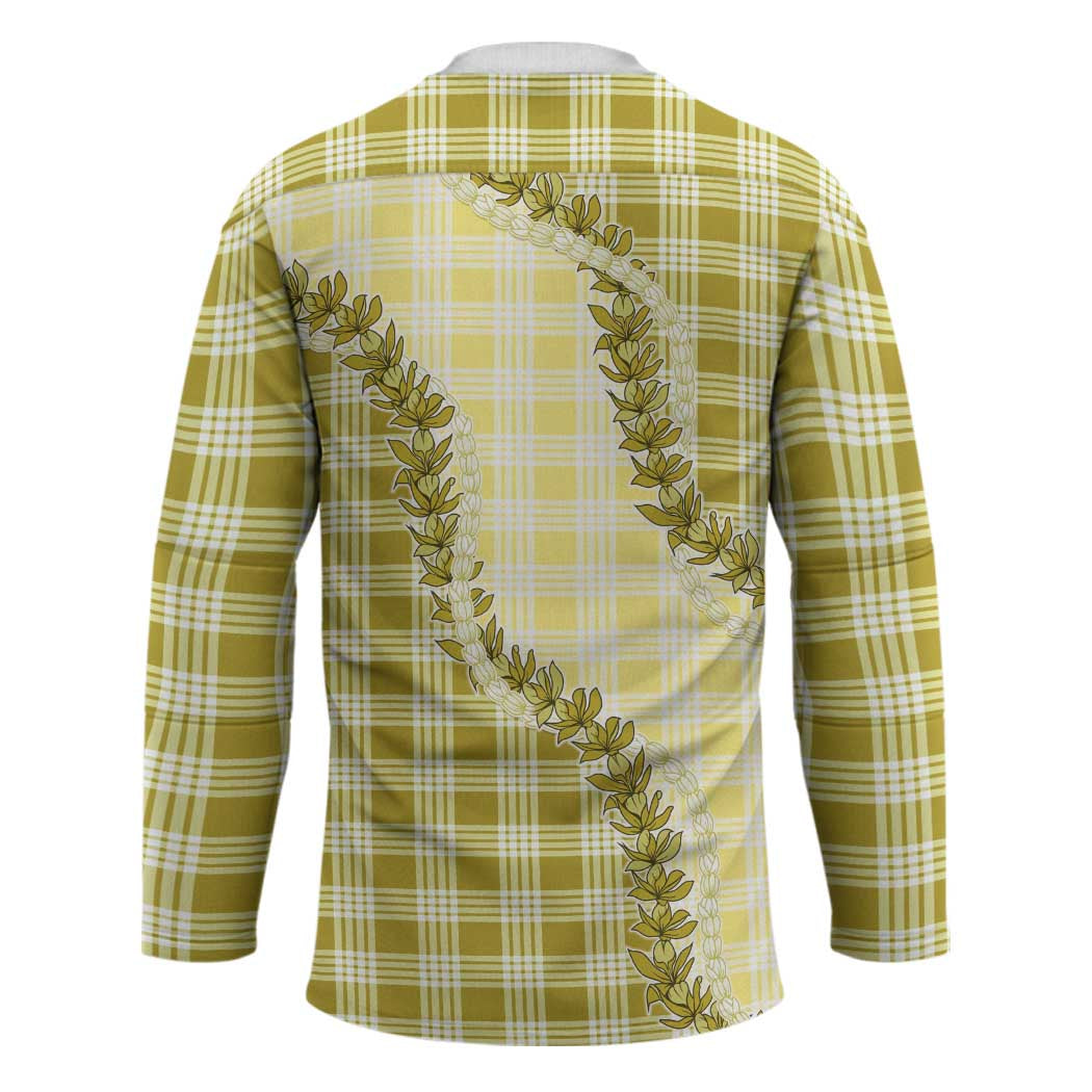 Yellow Hawaii Palaka Hockey Jersey Hawaiian Pikake Lei LT05 - Polynesian Pride