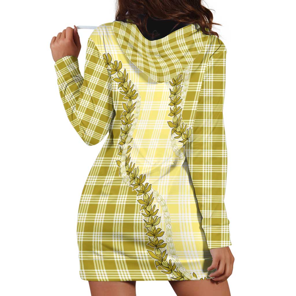 Yellow Hawaii Palaka Hoodie Dress Hawaiian Pikake Lei LT05 - Polynesian Pride