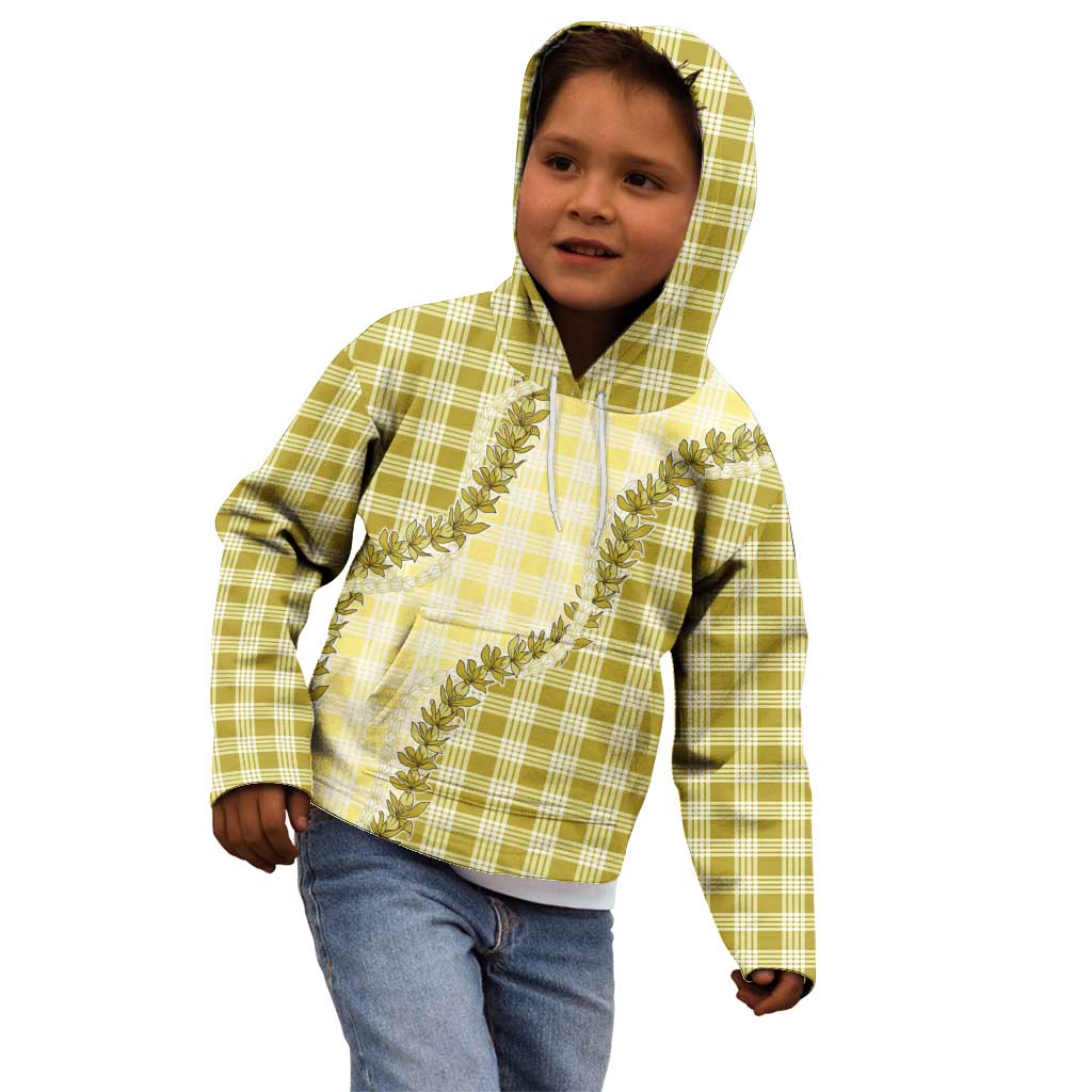 Yellow Hawaii Palaka Kid Hoodie Hawaiian Pikake Lei LT05 - Polynesian Pride