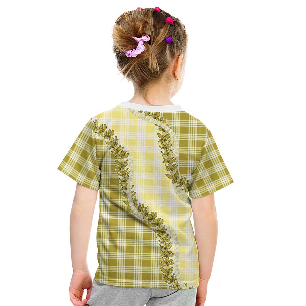 Yellow Hawaii Palaka Kid T Shirt Hawaiian Pikake Lei LT05 - Polynesian Pride