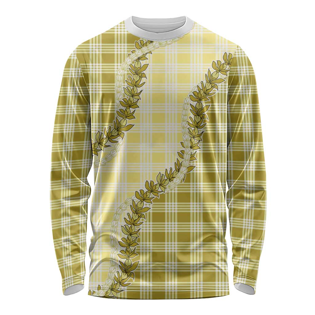 Yellow Hawaii Palaka Long Sleeve Shirt Hawaiian Pikake Lei LT05 Unisex Yellow - Polynesian Pride