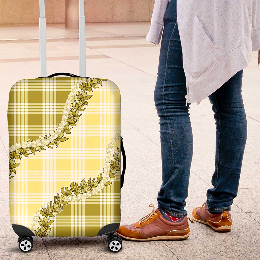 Yellow Hawaii Palaka Luggage Cover Hawaiian Pikake Lei LT05 Yellow - Polynesian Pride