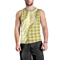 Yellow Hawaii Palaka Men Tank Top Hawaiian Pikake Lei LT05 - Polynesian Pride