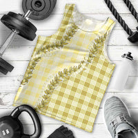 Yellow Hawaii Palaka Men Tank Top Hawaiian Pikake Lei LT05 - Polynesian Pride