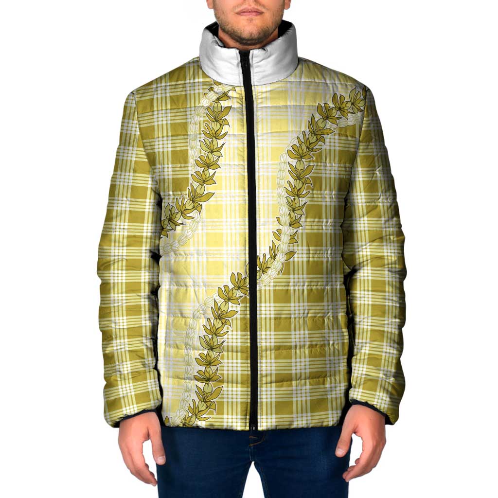 Yellow Hawaii Palaka Padded Jacket Hawaiian Pikake Lei LT05 Men Yellow - Polynesian Pride