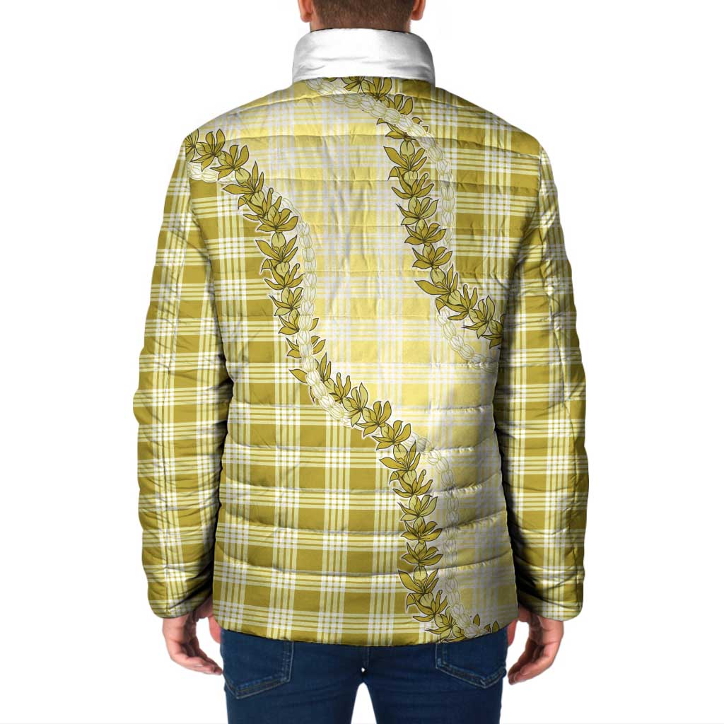 Yellow Hawaii Palaka Padded Jacket Hawaiian Pikake Lei LT05 - Polynesian Pride