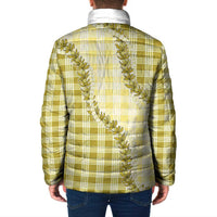 Yellow Hawaii Palaka Padded Jacket Hawaiian Pikake Lei LT05 - Polynesian Pride