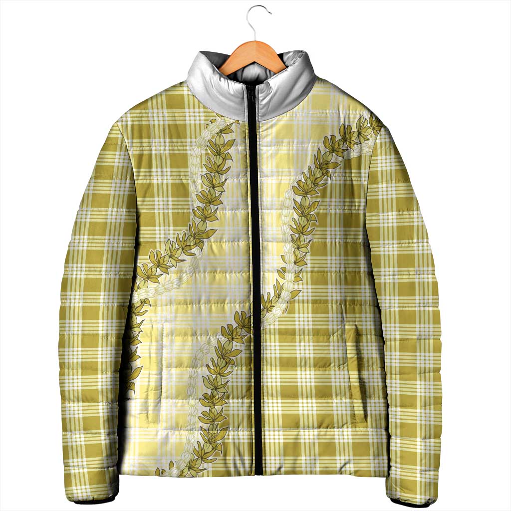 Yellow Hawaii Palaka Padded Jacket Hawaiian Pikake Lei LT05 - Polynesian Pride
