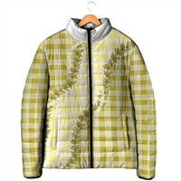 Yellow Hawaii Palaka Padded Jacket Hawaiian Pikake Lei LT05 - Polynesian Pride