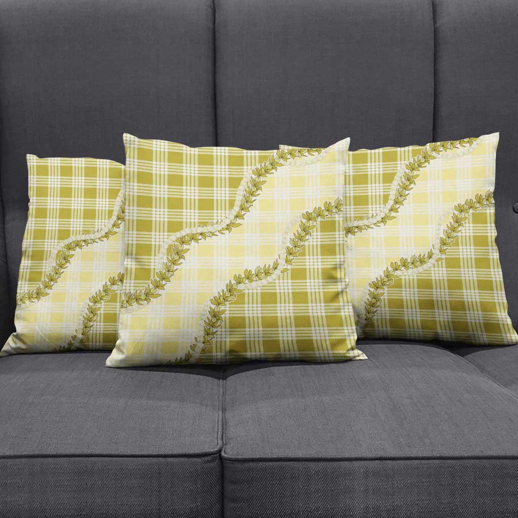 Yellow Hawaii Palaka Pillow Cover Hawaiian Pikake Lei LT05 - Polynesian Pride