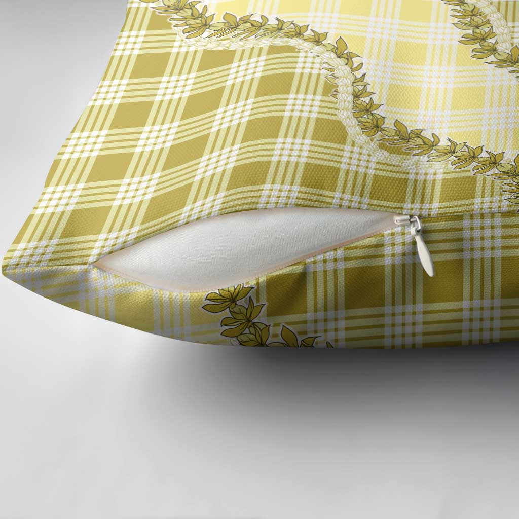 Yellow Hawaii Palaka Pillow Cover Hawaiian Pikake Lei LT05 - Polynesian Pride