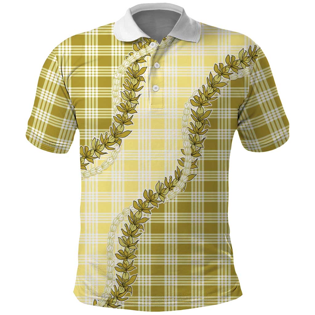Yellow Hawaii Palaka Polo Shirt Hawaiian Pikake Lei LT05 Yellow - Polynesian Pride