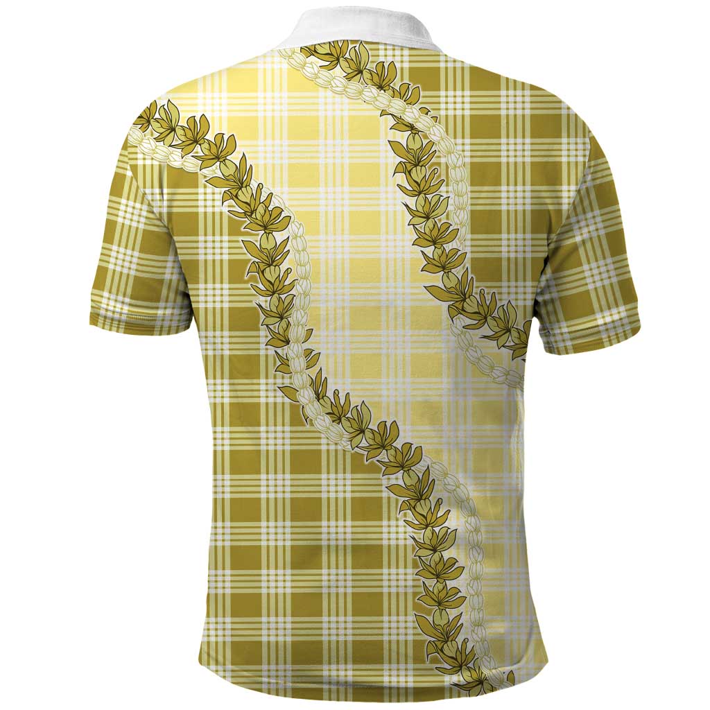 Yellow Hawaii Palaka Polo Shirt Hawaiian Pikake Lei LT05 - Polynesian Pride