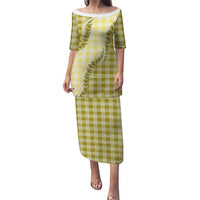 Yellow Hawaii Palaka Puletasi Hawaiian Pikake Lei LT05 Long Dress Yellow - Polynesian Pride