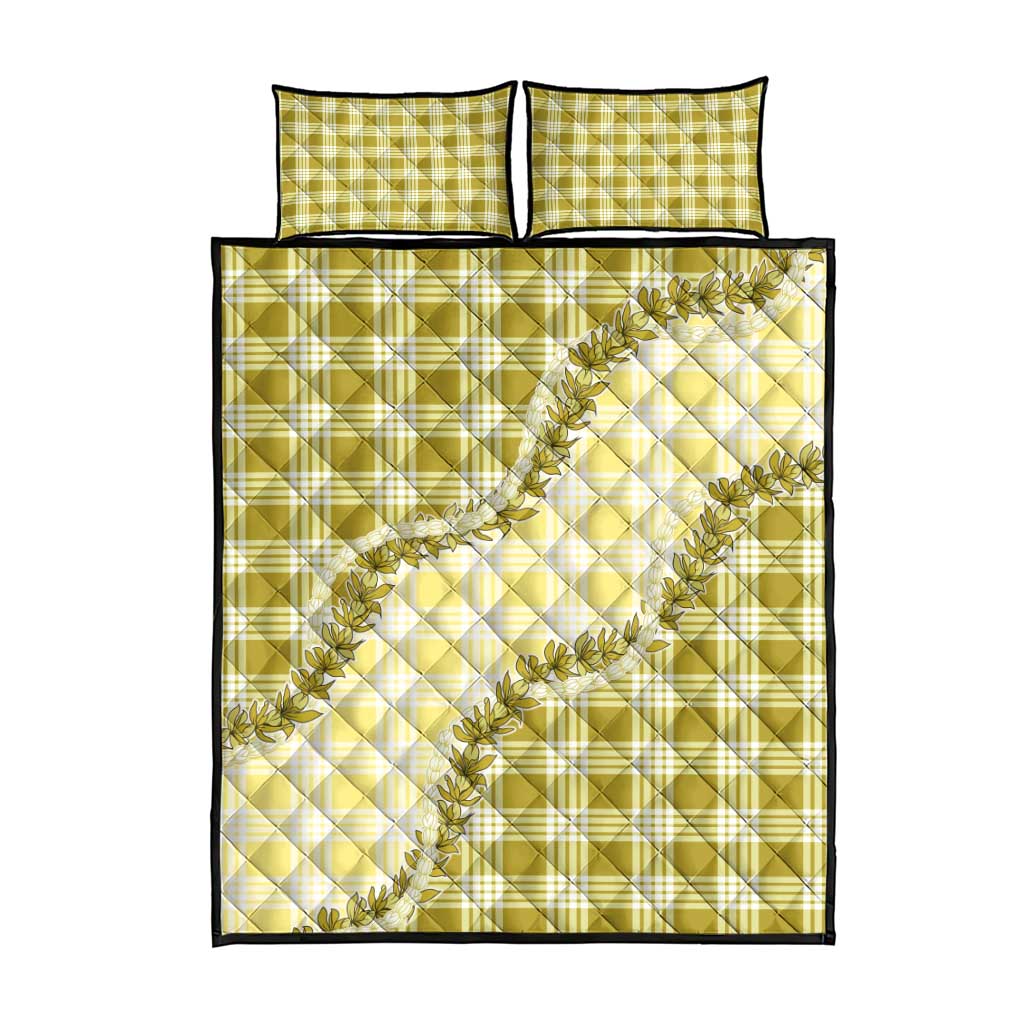 Yellow Hawaii Palaka Quilt Bed Set Hawaiian Pikake Lei LT05 - Polynesian Pride
