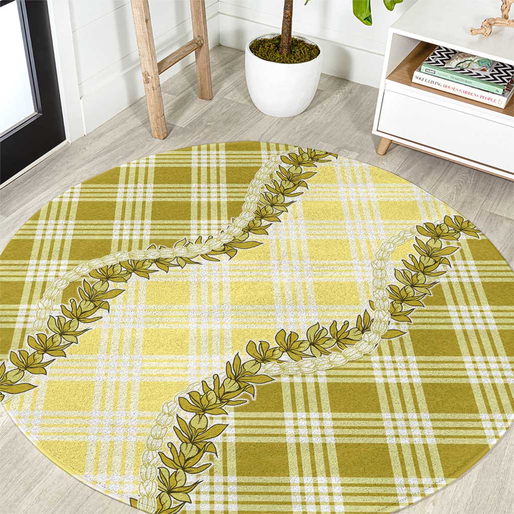 Yellow Hawaii Palaka Round Carpet Hawaiian Pikake Lei LT05 Yellow - Polynesian Pride