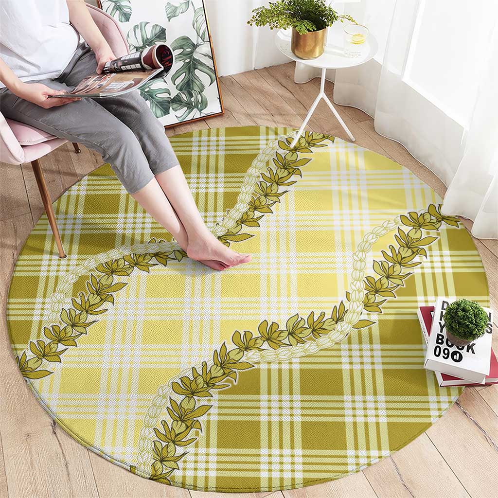 Yellow Hawaii Palaka Round Carpet Hawaiian Pikake Lei LT05 - Polynesian Pride